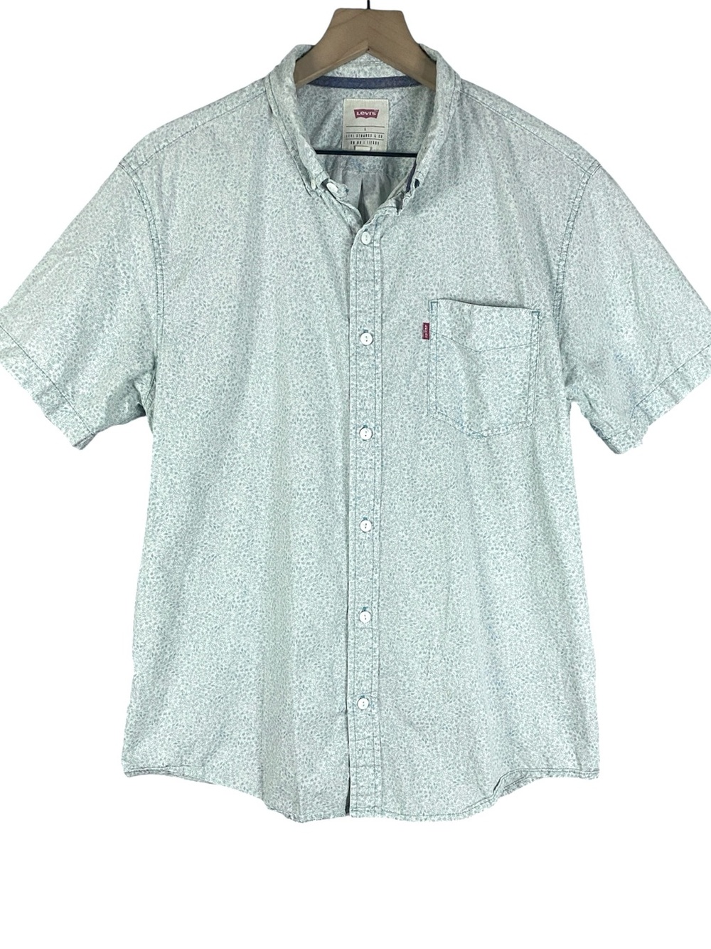 Levi’s Men's Short Sleeve Collared Button Down White & Green Floral Size L